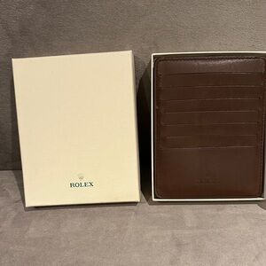 Genuine Rolex Elegant Brown Leather Card Holder